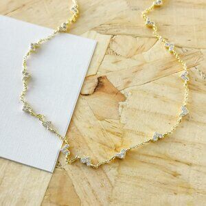 NEW Kendra Scott Haven Heart White Crystal Strand Necklace Gold